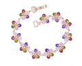 Custom Gold Diamond Brass Copper Zircon Bracelet Chain Fashion Jewelry Women Floral Bracelet 18k Gold Plated Rainbow Bracelets