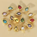 Gold Plated Stainless Steel DIY Jewelry Accessories Stainless Steel Glass Crystal Drop Pendant Color Gem for Children's Necklace