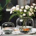 Round Large Mouth Primary Color Glass Vase Modern Simple Transparent Aquatic Flower Arrangement Glass Vase