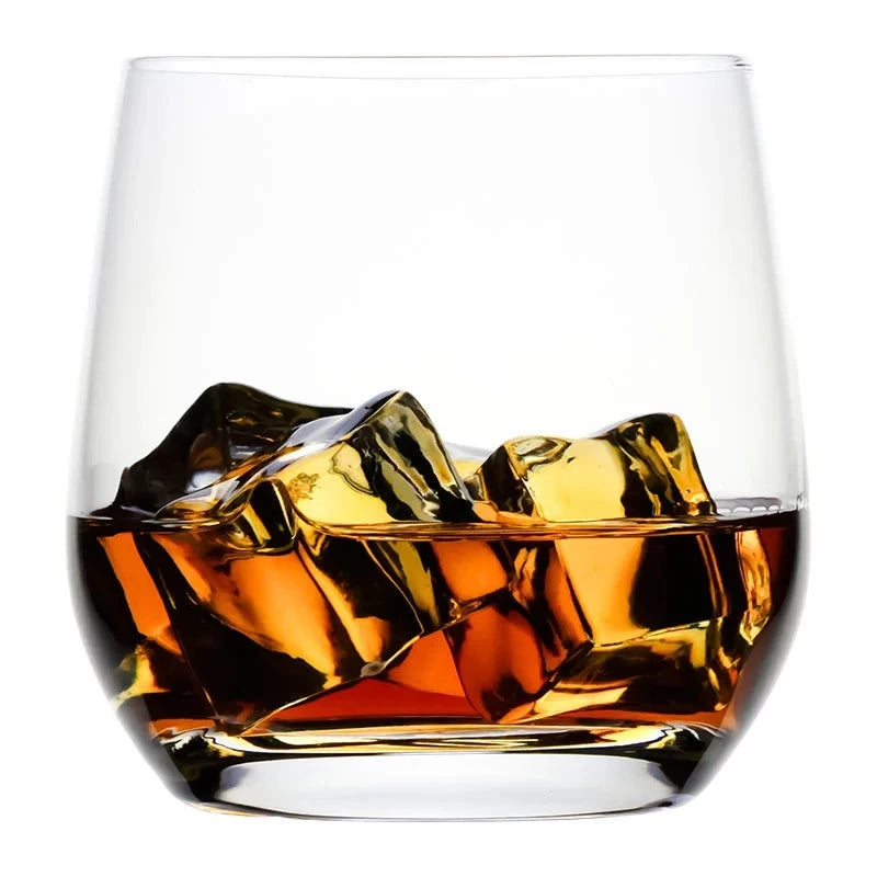 2021 European Crystal Whisky Old Fashioned Rock Glass Handmade 370ml Minimal Design Engraved Designs Pure Simple Party Home Use
