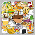 58PCS Factory Hot Cartoon Waterproof Decorative Food(B) Stickers for Water Cups & Cabinets