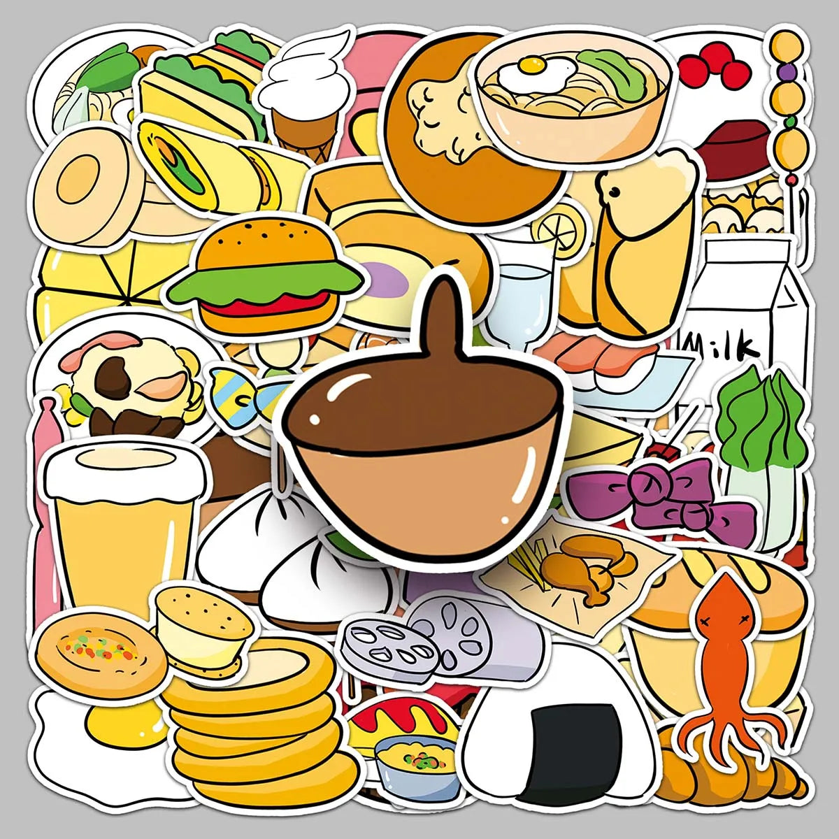 58PCS Factory Hot Cartoon Waterproof Decorative Food(B) Stickers for Water Cups & Cabinets