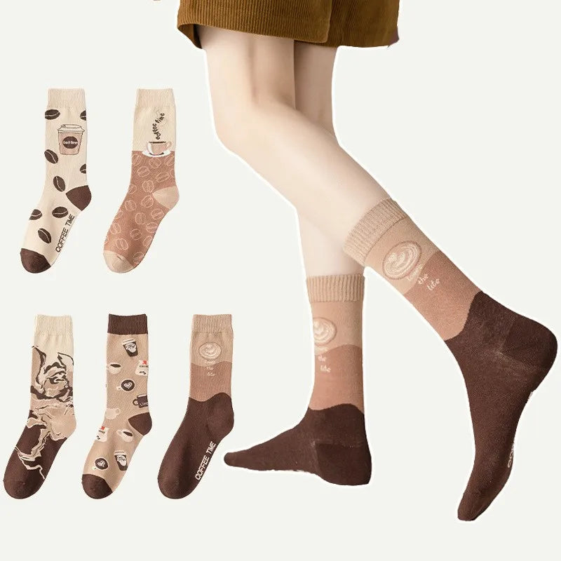 Whale Autumn Winter Women Novelty Socks Customised Comfy Cotton Coffee Socks