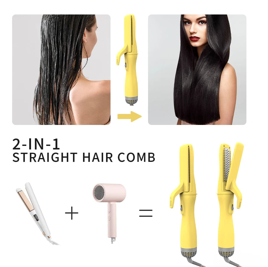 Straight Shot Blow-Drying Flat Iron Titanium Plates Hair Straightener air Styler Blowout Airflow Ionic Hair Blow Dryer