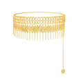 European Style Gold Plated Hollow Leaf Tassel Waist Chain Wedding Body Chain for Latin Belly Dance Fashion Waist Cincher