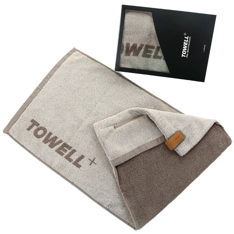 100% Cotton Custom Logo Gym Bench Towel 400gsm Quick-Dry Solid Color Infinity Sport Zip Pocket with Magnet Woven Technique