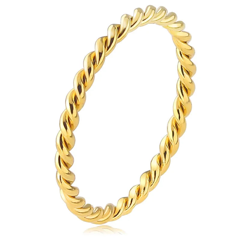 MECYLIFE Twisted Rope Chain Ring Stainless Steel Women Finger Ring