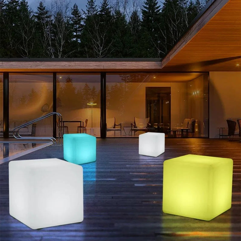Modern PE Plastic LED  Cube Chairs Illuminated Stool for Outdoor Park Hotel Contemporary Seating Solution E-Smart Live