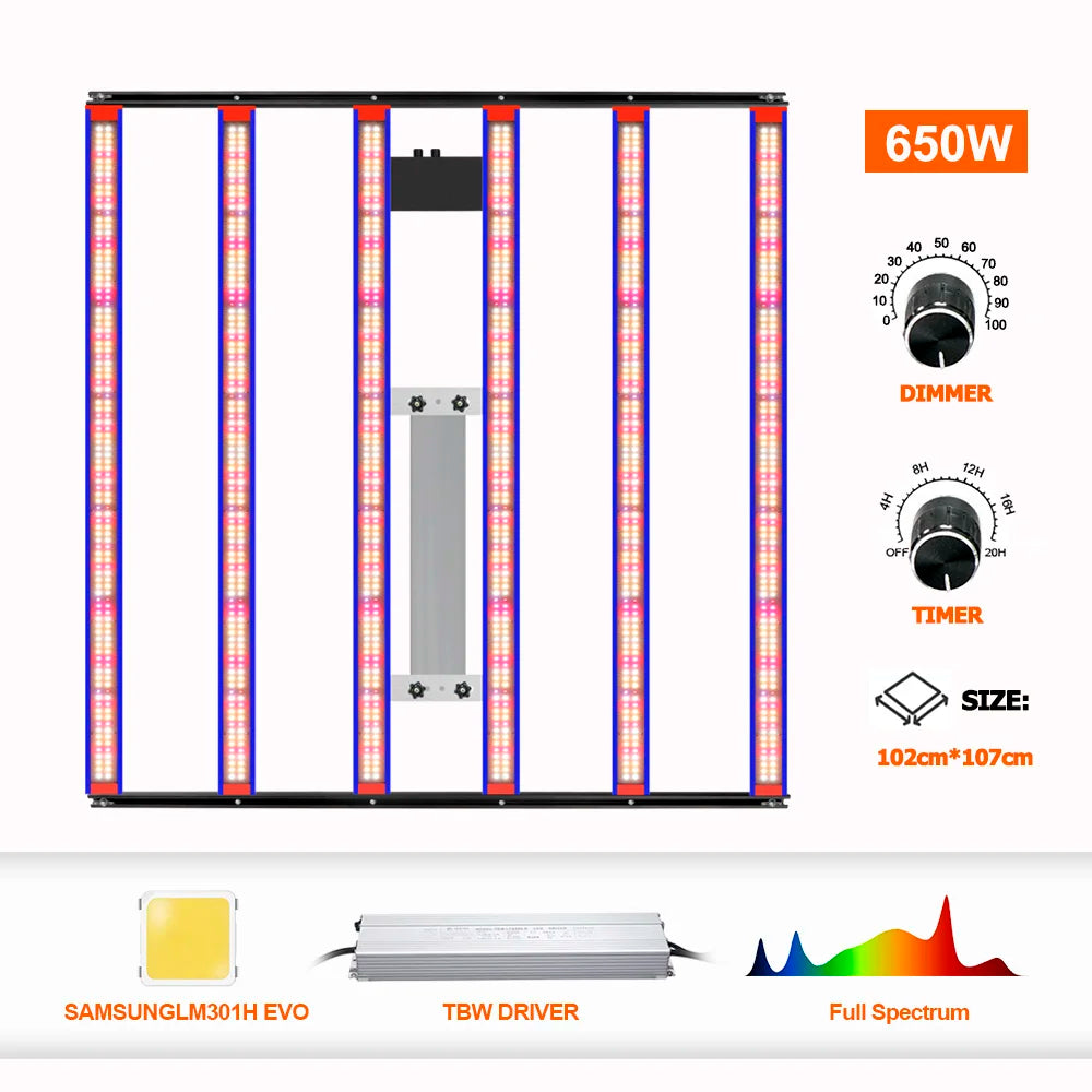 EU Stock Full Spectrum Grow Light Dimming LM301H EVO 650w Led Grow Light Bar