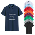 Custom Logo Men's Polo Shirt Quick Dry Solid Color Short Sleeve Polo T-shirt Knitted Fabric Button Workwear Golf Polo Shirts