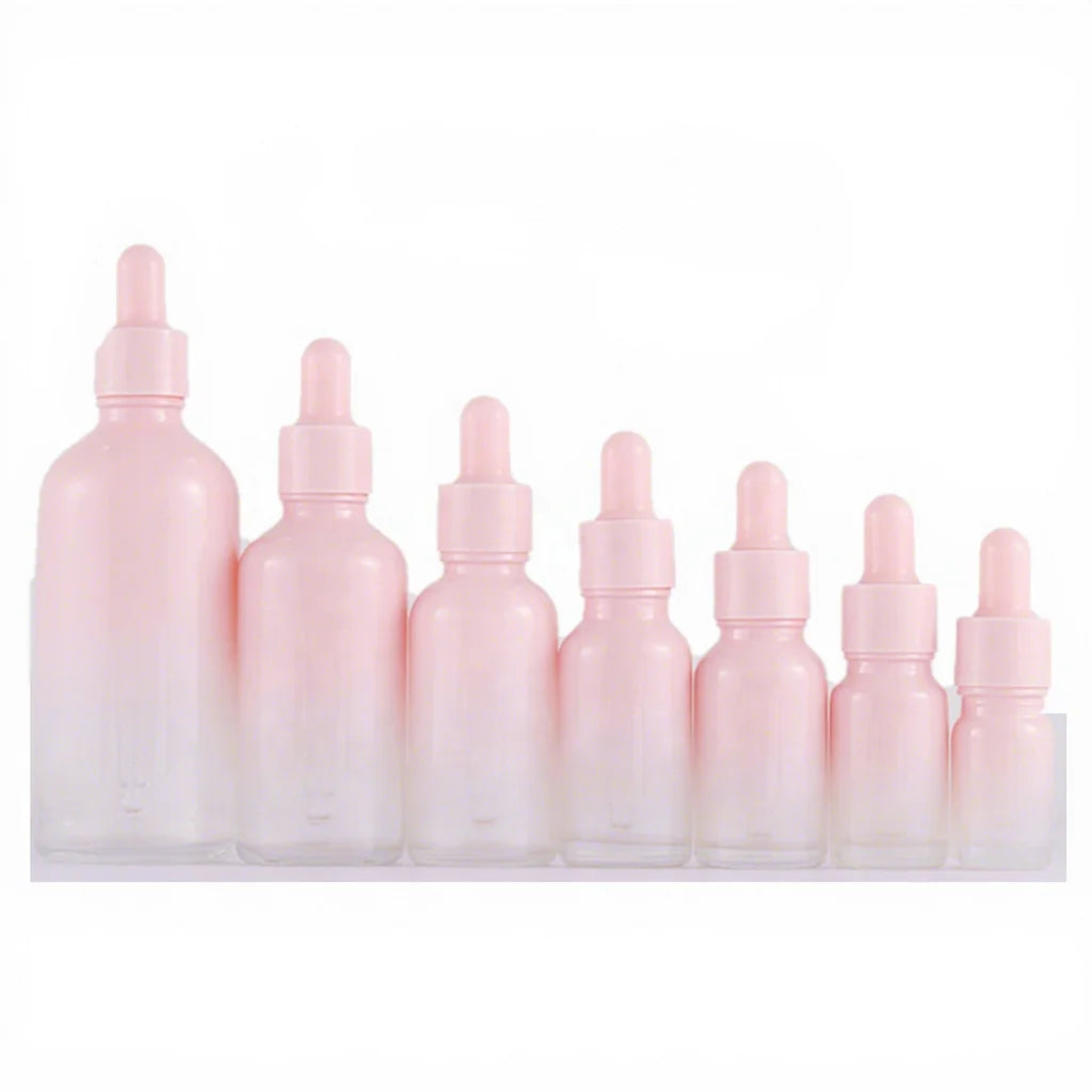 Frosted Clear Pink Rose Gold Black White Cosmetic Glass Dropper Bottle 10ml 15ml Skin Care Serum Amber Serum Bottle