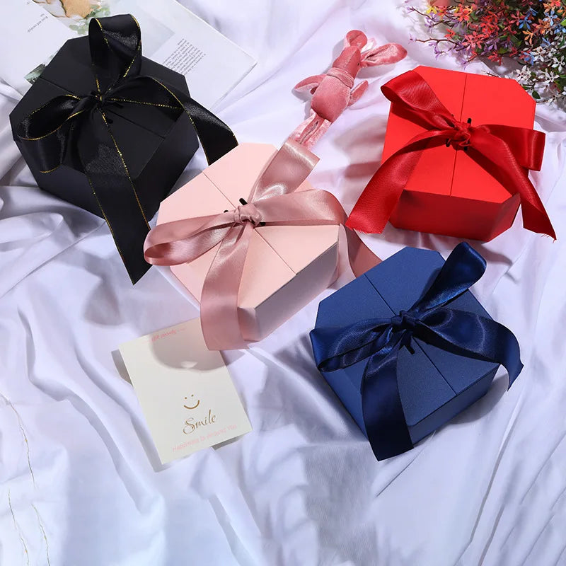 Customized Birthday & Christmas Gift Box Ribbon Eco-Friendly Recycled Materials Matt Lamination UV Coating Embossing Features