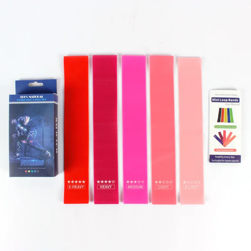 Portable Pink TPE Mini Loop Bands Fitness Workout Set for Yoga Exercise with Bag Packaging