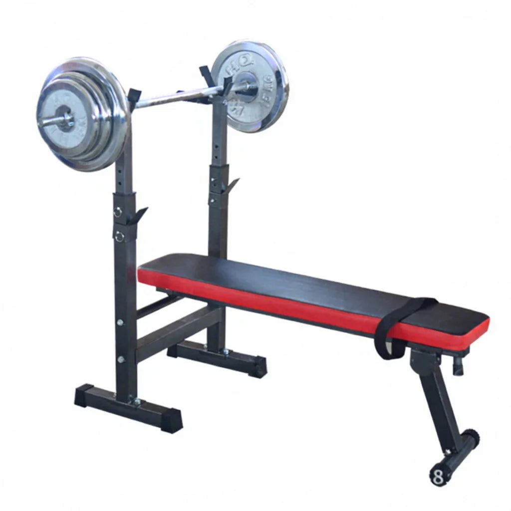 Multifunctional Metal Weight Bench Adjustable Barbell Rack Folding Design 200KG Capacity for Home Strength Training (Unisex)