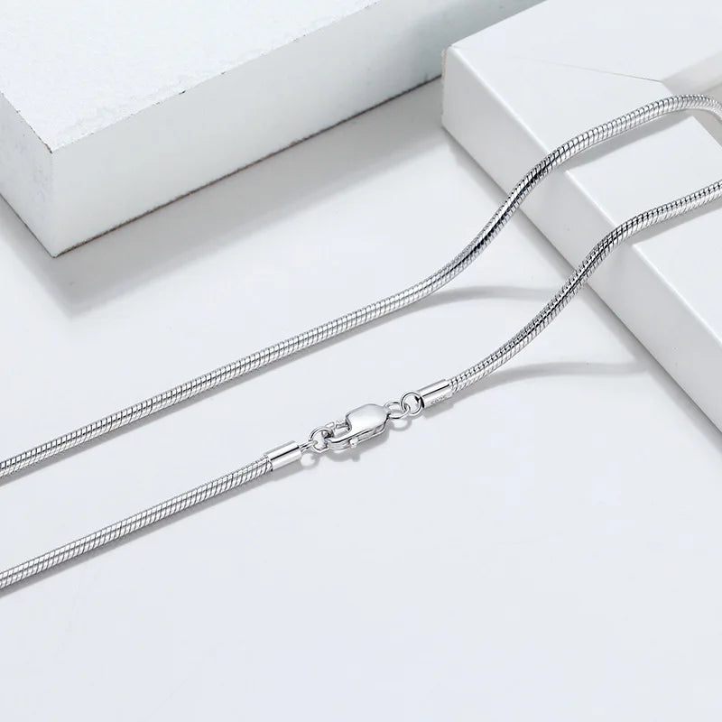 S925 Silver Chain White Gold Plated Match Snake Collarbone Chain Necklace