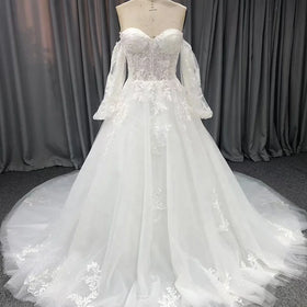Jancember QX03 Beach Lace Off Shoulder Sweetheart Wedding Dresses With Tail
