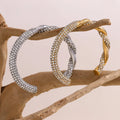 Fashion Jewelry 18k Gold Plated Stainless Steel Asymmetric Bracelet Twisted Diamond Cuff Open Bangles Bracelet for Women Girls