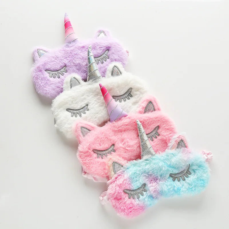 Heenlong Cute Plush Eye Mask Kids Soft Blindfold-Big Eye Cat/Gradient