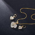 HOVANCI 3pcs Luxury Heart Diamond Pendant Necklace Earring Ring Set for Women Jewelry Party