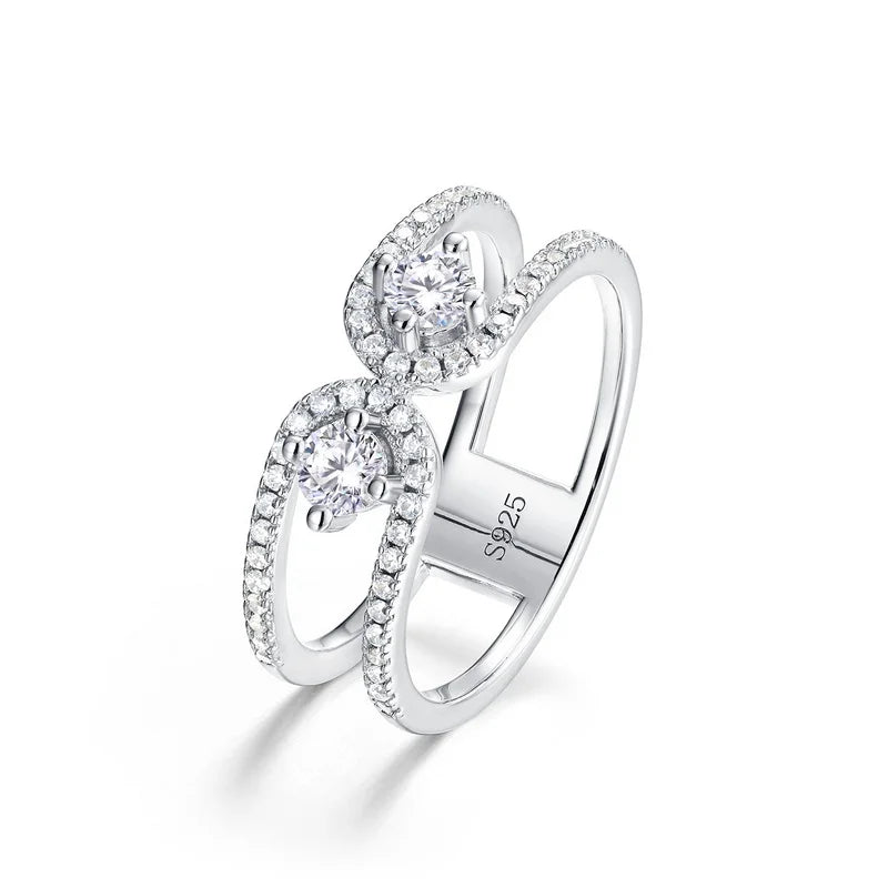 New Design Diamond Moissanite VVS Ring Jewelry White Gold Plated Finger Rings Diamond 925 Silver Engagement Ring for Women