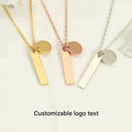 Stainless Steel Jewelry Daughter and Mother 18K Gold Engraved Vertical Bar Initial Heart Pendant Necklace Mom