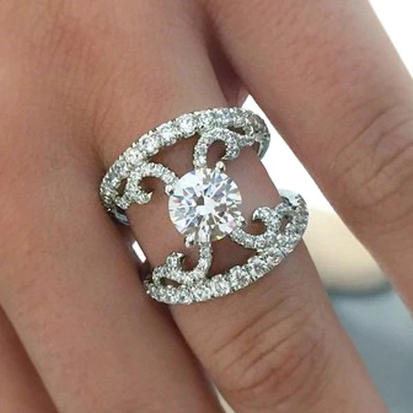 CAOSHI Wholesale Price Cubic Zirconia Engagement Ring Jewelry Birthday Present Pretty Women Flower Round Diamond Rings
