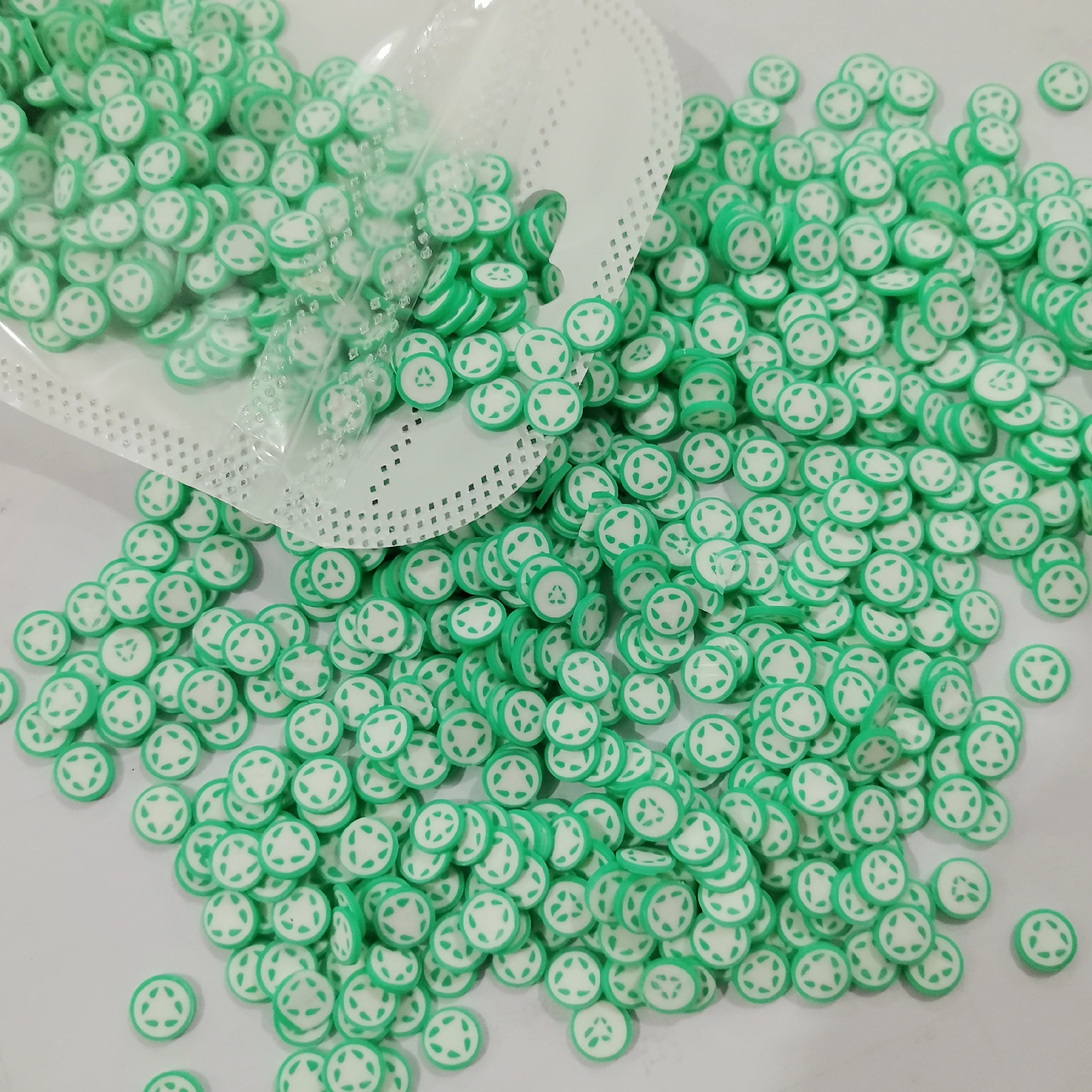 Kawaii Food Polymer Clay Cucumber Clay Slices for Vegetable Miniature Slime Nail Supplies Resin Fillers DIY Crafts Accessories