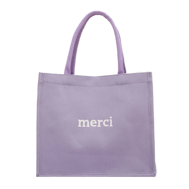 Custom Printed Recycle Canvas Tote Bags Fashionable Reusable Shopping Bag Two Letter for Summer Winter Use