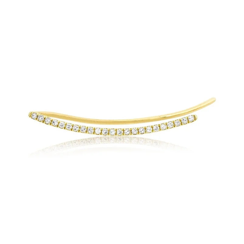 Gemnel Statement Jewelry Diamond Curved bar 925 Silver Ear Climber Earrings Women