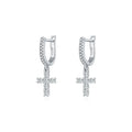 Women's 925 Sterling Silver Moissanite Crucifix Cross Pendant Hoop Earrings VVS1 Clarity D Color Hip-Hop Style Jewelry Gift