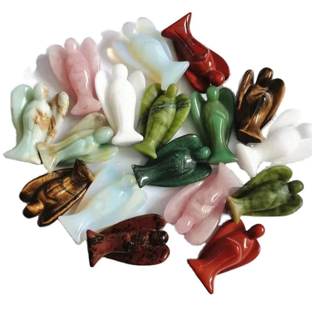 Donhai China natural stone crystal small hand carved crystal angel for christmas gifts