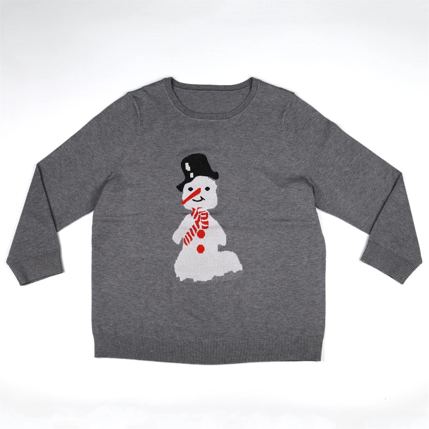 Custom Intarsia Sweater Factory Snowman Knitwear Manufacturer OEM Holiday Fine Gauge Intarsia Sweater Cotton Blend Pullover