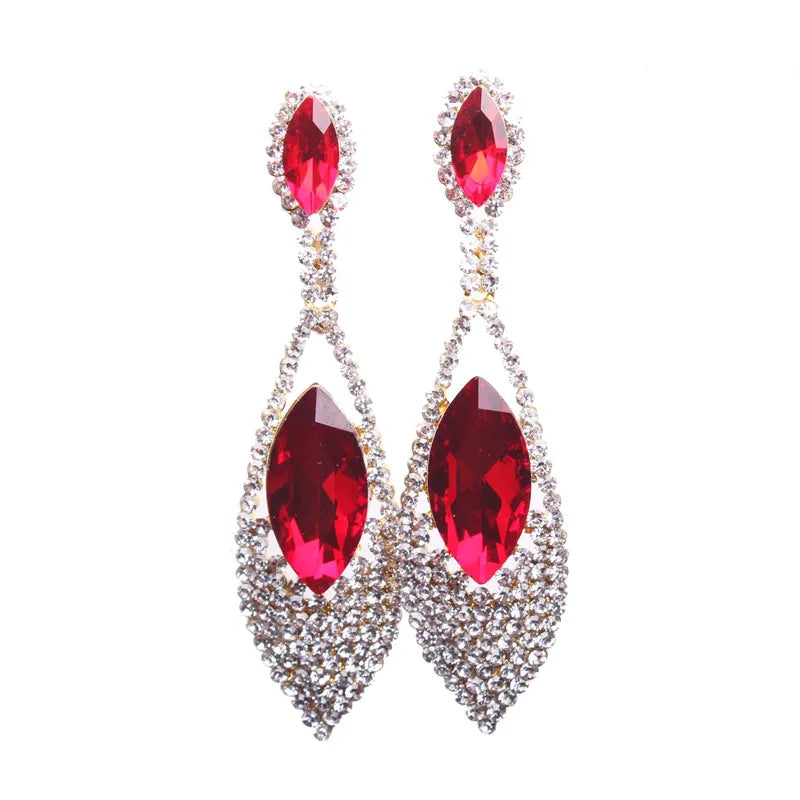 XLE001 New Style Fashion Rhinestones Drop Earrings Women Rhinestones Waterdrop Stud Earrings