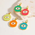 Gold Irregular Round Stainless Steel Diy Jewelry Pendant Colorful Drop Oil Diamond Enamel Devil Eye Charm Pendant Accessories