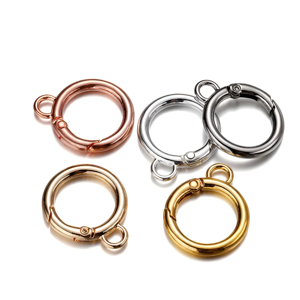 Gold Silver Rose Gold Spring O Ring Hook with Small Loop Charm Connector Metal Buckle Hanging Hardware Jewelry Accessories
