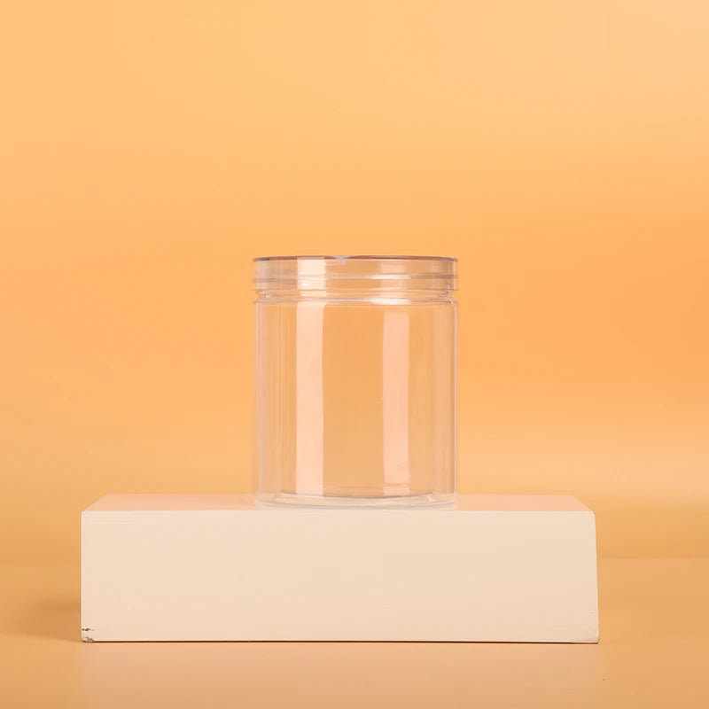 Best Selling Custom Plastic Jars with Clear Wide Mouth 240ml 340ml 420ml Capacity Box PET Candy Container with Food Lids