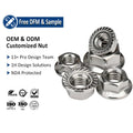 DIN 6923 Hex Flange Nut Stainless Steel 304 A2-70 A4-80 SS304 SS316 Hexagon Flange Lock Nut With Serrated
