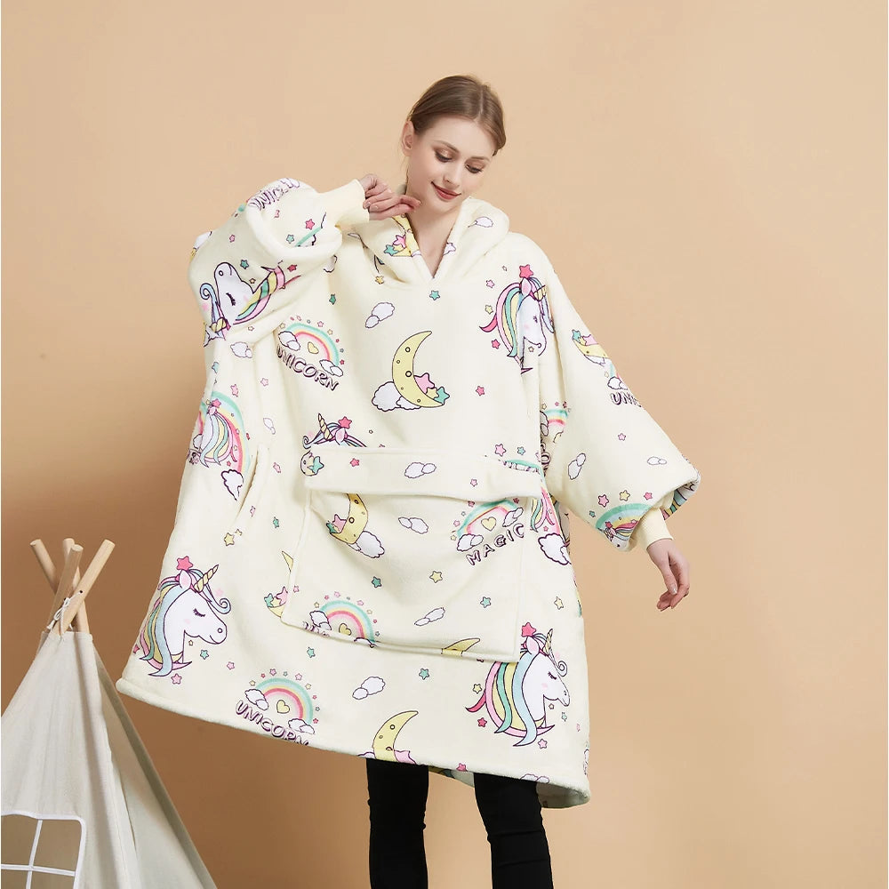 Original Factory Hooded Giant Wearable Sweatshirt Printed Women Custom Flannel Fleece Sherpa Oversized Blanket Hoodie