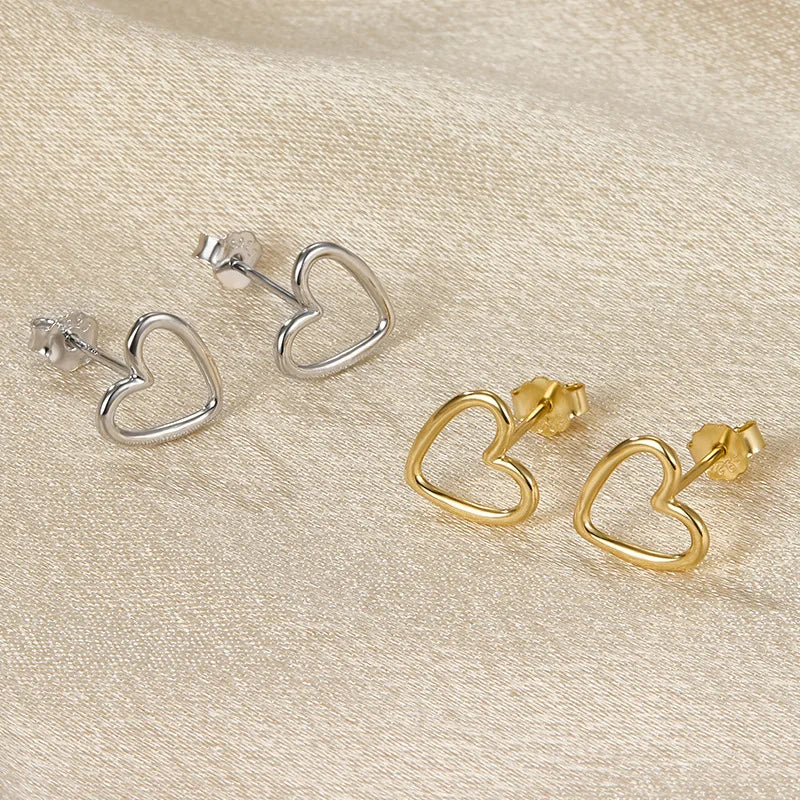 Wholesale Fashion Jewelry 925 Sterling Silver Hollow Out Heart Gold Plated Stud Earring Jewelry for Women
