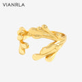 VIANRLA 925 Sterling Silver 18k Gold Plated Adjustable Ring Personalized