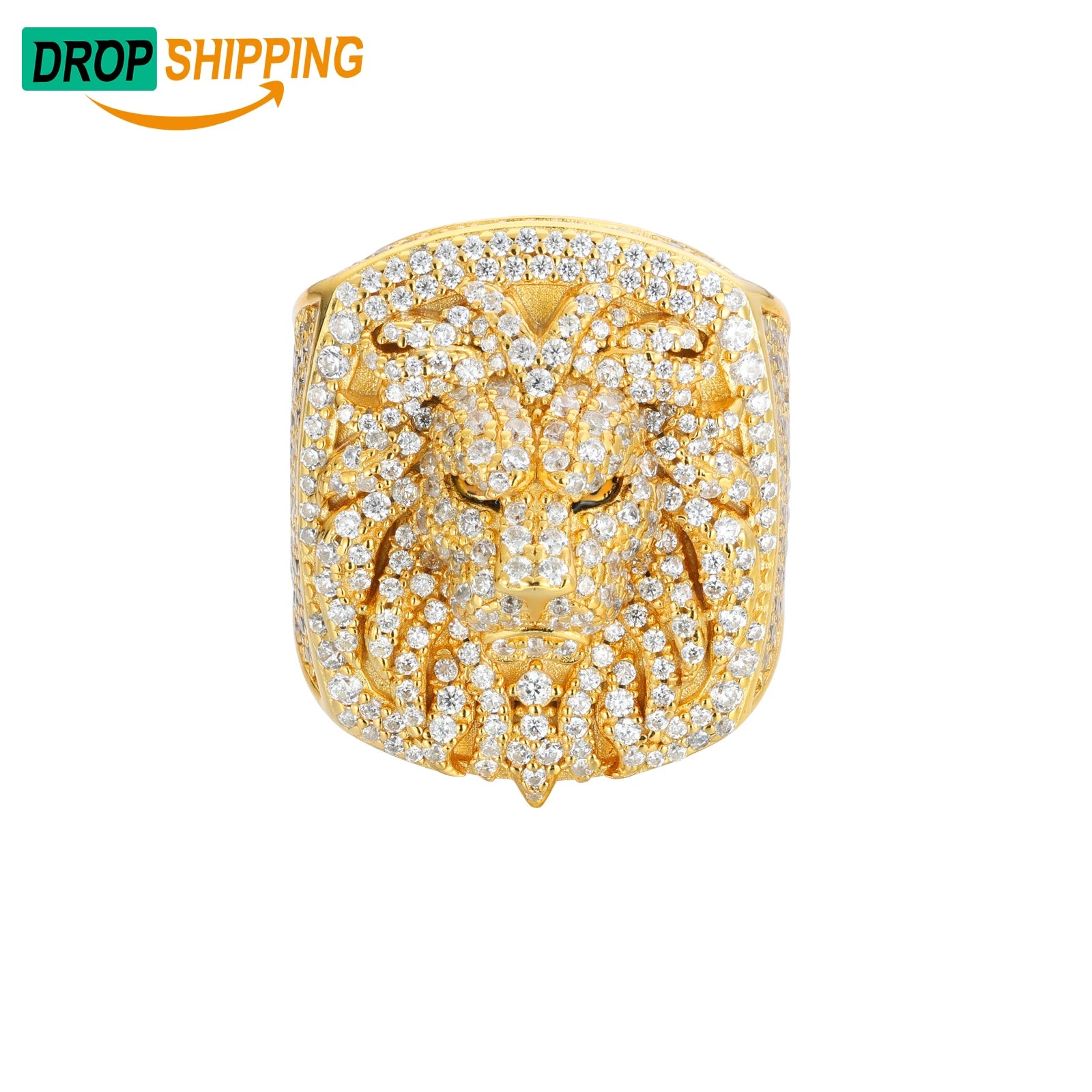 Punk Style Iced Out Lion Ring 925 Sterling Silver VVS Moissanite Diamond Men Gift Custom Animal Hip Hop Jewelry