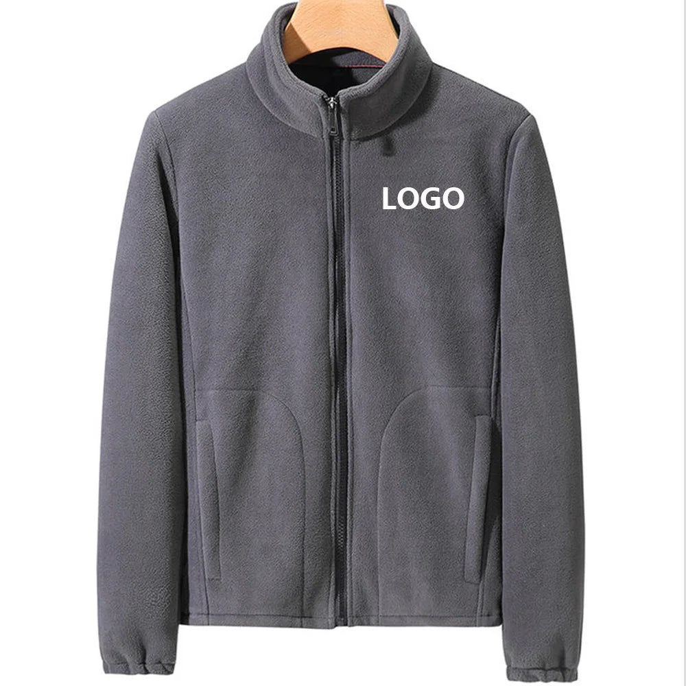 Custom Embroidered Logo Warm Coat Unisex Full-Zip Polar Fleece Jacket Outdoor Windproof Soft Shell Polyester Fleece Winter