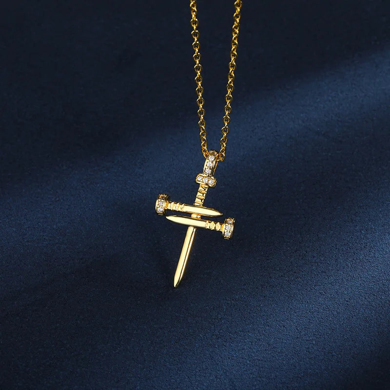 New Arrived Fashion Hip Hop Jewelry Iced Out Zircon Necklace Gold  Cross Pendant Necklaces