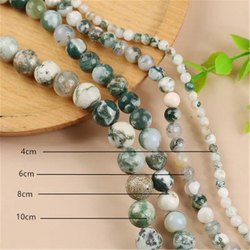 4/6/8/10mm Tree Agate Aquatic Agate Bead Spacer Jewelry Bulk Beads for DIY Making Bracelet Necklace Jewelry