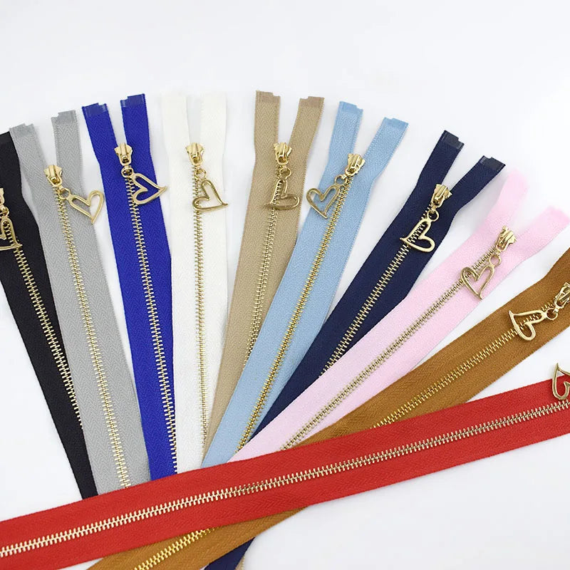Deepeel ZA035 3# 60cm DIY Sewing Down Jacket Skirt Garment Accessor Auto Lock Gold Teeth Single Open-End Metal Zipper