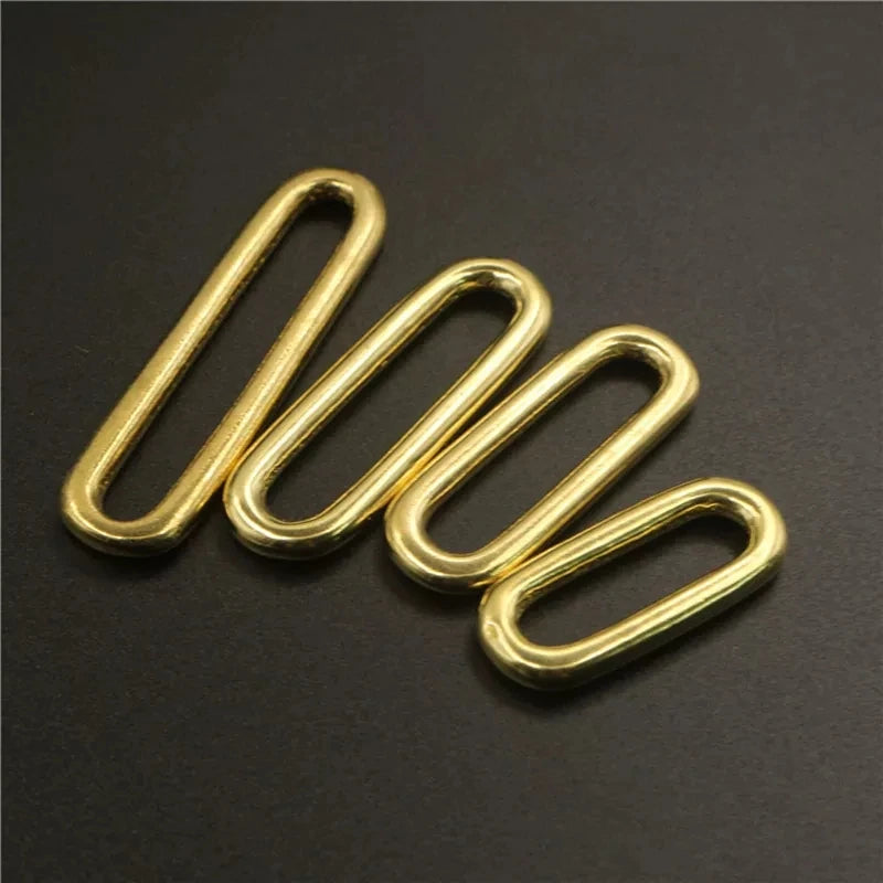 Solid Brass Molded Cast Oval Loop Ring Buckle Leather Craft Bag Luggage Shoulder Strap Webbing Belt Strap Keeper