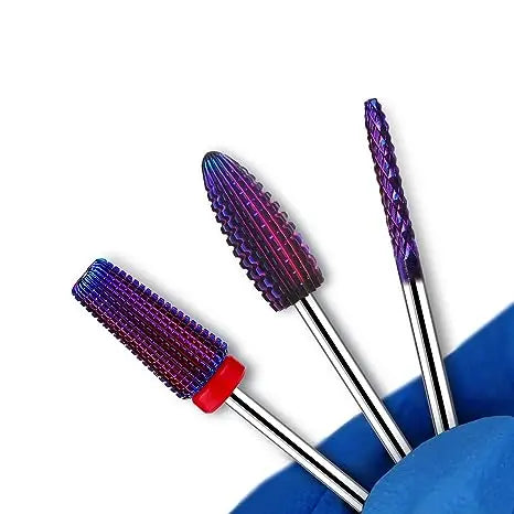Professional 3pcs Drill Bits for NailsAcrylic Gel RemoverUnder Nail Cleaner Callus Clean Purple