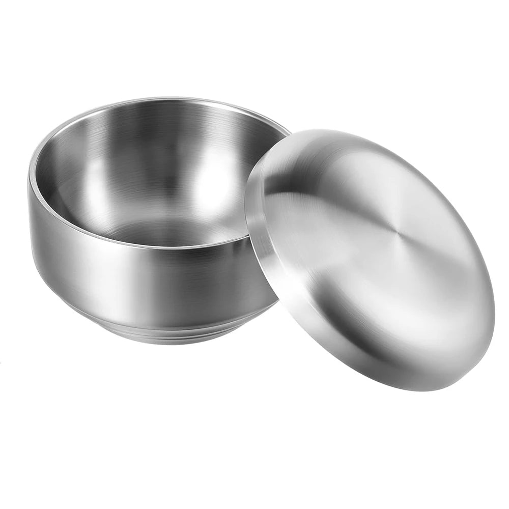 10.5cm SS304Double Wall Stainless Steel Rice Soup Bowl with Lid Dinnerware Bowls