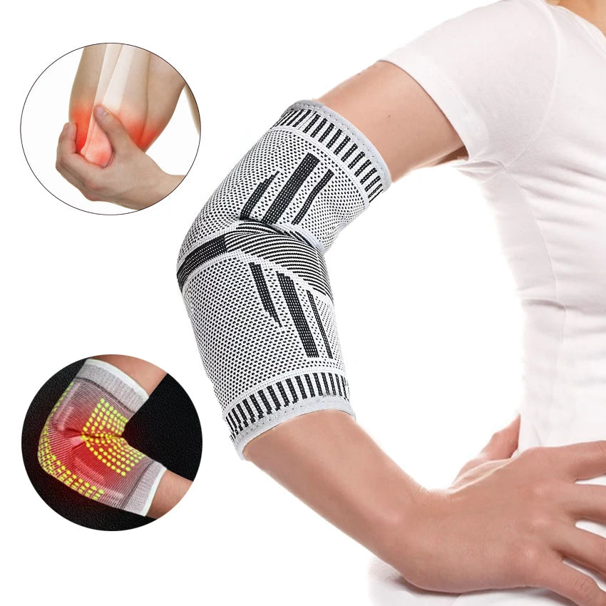 Heated Elbow Brace Tourmaline Elbow Support Sleeve Magnetic Therapy Self Heating for Arthritis Joint Pain Relief Injury Recovery