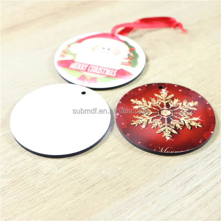 MDFSUB in Stock DIY 5mm Thick Customized Sublimation Ornament Blank 70mm Blank Sublimation Mdf Christmas Ornaments